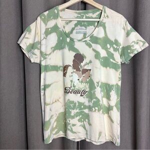 Melanin Beauty Woman’s Bleached Dyed Graphic Tee Size Large Scoop Neck Shirt